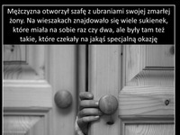 Mężczyzna otworzył szafę z ubraniami swojej zmarłej żony... Przeczytaj historię!