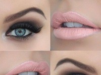 Smokey eyes i jasnoróżowe usta