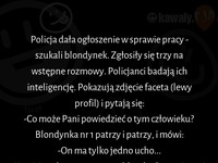 Jedna blondi dobrze wydedukowała. Ciekawe, czy ją przyjęli ;D