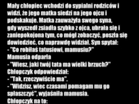 Mały chłopiec wchodzi do sypialni rodziców i...