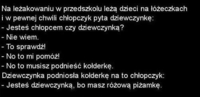 Na leżakowaniu chłopczyk sprawdza czy jego koleżanka jest dziewczynką. w jaki sposób! :D