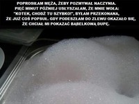 Poprosiła męża, aby pozmywał naczynia... Zobacz co było dalej, haha