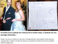 Po ślubie znajduje ten miłosny list w torbie męża, a on nie jest dla niej!