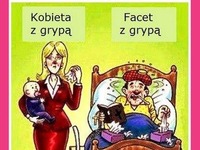 Facet z grypą a kobieta