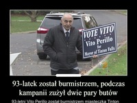 93-latek został burmistrzem, podczas kampanii zużył dwie pary butów...