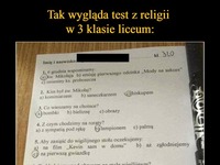 Poczucia humoru nie można księdzu odmówić... Tak wygląda test z religii ;p