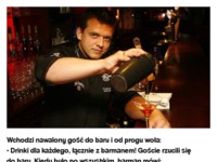 Wchodzi nawalony gość do baru i od progu woła: - Drinki dla każdego, łącznie z barmanem! XD