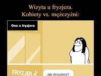 Wizyta u fryzjera. Kobiety vs. mężczyźni :D