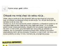 Chłopak ma mniej chęci do seksu niż ja... Straszna historia