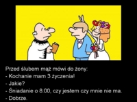 Przed ślibem mąż mówi do żony...