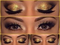 Złoty make-up oczu, piękny