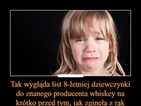 Tak WYGLĄDA list 8-letniej dziewczynki do znanego producenta whiskey na krótko przed tym, jak ZGINĘŁA z rąk swojego ojca!