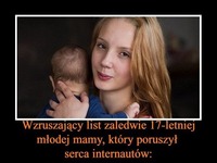 Wzruszający list zaledwie 17-letniej młodej mamy, który poruszył serca internautów!