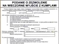 Podanie o zezwolenie na wieczorny wypad z kumplami