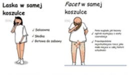 W samej koszulce - kobieta vs mężczyzna :D